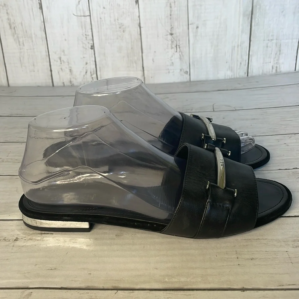 Lauren Ralph Lauren Davan Black Slide Sandal with LRL Silver Signature B…